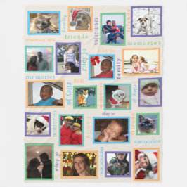 思い出のカラフル大きな小さな20枚の写真のコラージュ フリースブランケット