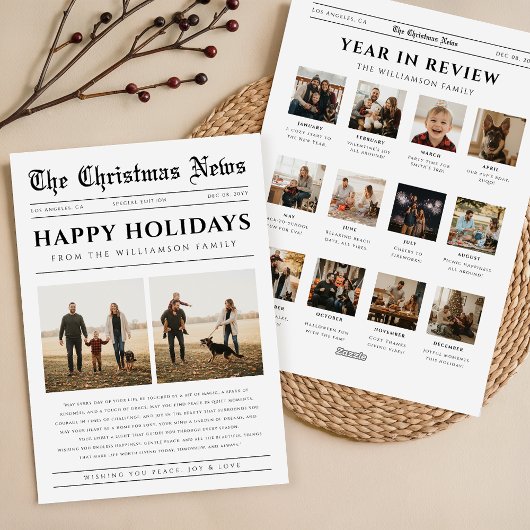思い出のクリスマスコラージュ新聞風フォトカード シーズンカード