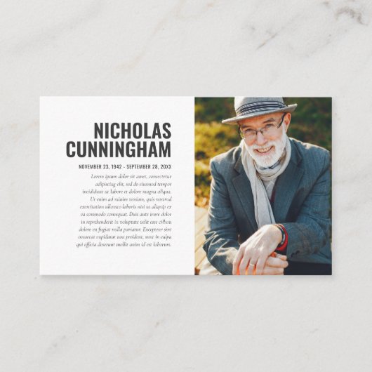 思い出のフォトカードを愛する葬儀記念碑 名刺 (正面)