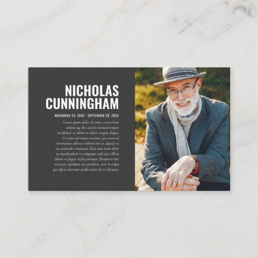 思い出のフォトカードを愛する葬儀記念碑 名刺 (正面)