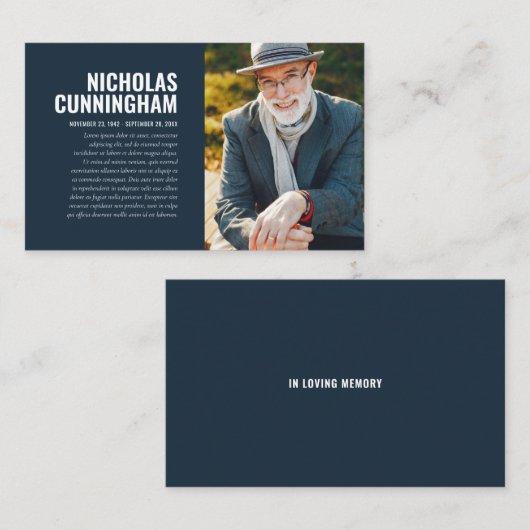 思い出のフォトカードを愛する葬儀記念碑 名刺 (正面/裏面)