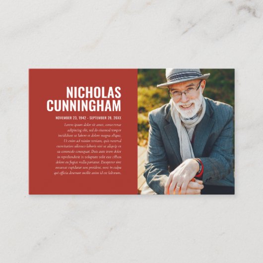 思い出のフォトカードを愛する葬儀記念碑 名刺 (正面)