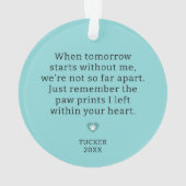 思い出のペットへのメモリアル　ハートの足跡 オーナメント (裏面)
