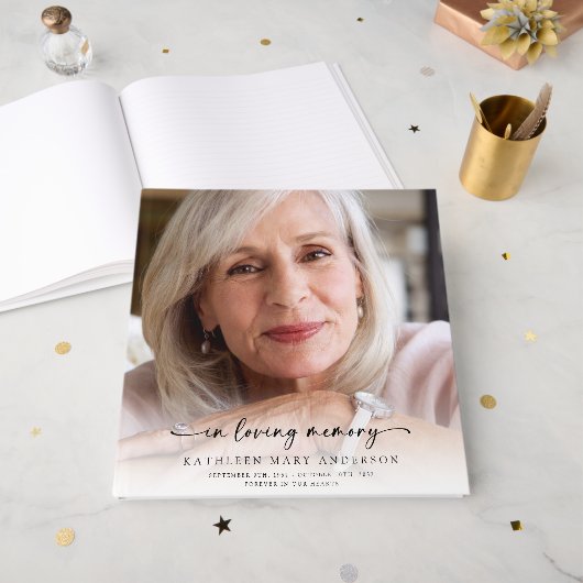 思い出の中で写真を満喫する葬儀 ゲストブック (正面見開き)