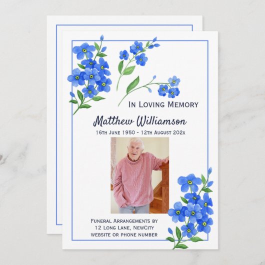 思い出の中で私忘れは葬儀カードではない 案内状 (正面/裏面)