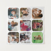 思い出の写真コラージュ スクエアテンプレート 角が丸い タペストリー (正面(横))