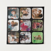 思い出の写真コラージュ 四角いテンプレート 角の丸い縁 タペストリー (正面(横))