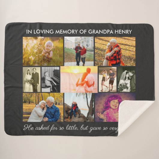 思い出の引用文濃い灰色の愛するメモリ写真 シェルパブランケット (正面(横))