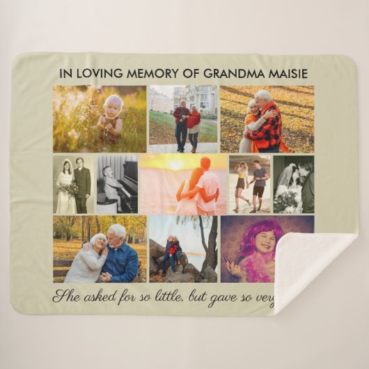 思い出の引用文自然の愛のメモリーフォト シェルパブランケット (正面(横))