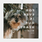 思い出の愛犬のフォトメモリアル ガラスオーナメント (裏面)