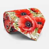 思い出の日レッドポピーフローラネックTIe ネクタイ (ロール)