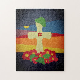 思い出の日落ちた兵士の墓赤いケシ ジグソーパズル