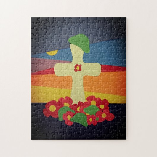 思い出の日落ちた兵士の墓赤いケシ ジグソーパズル (縦)