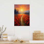 思い出の日 – ポピーの花とポピーのフィールド ポスター (キッチン)