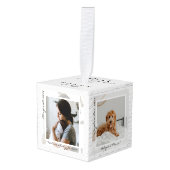 思い出の満載の年ファミリーフォトメモリーキープサケ キューブオーナメント (正面アングル)