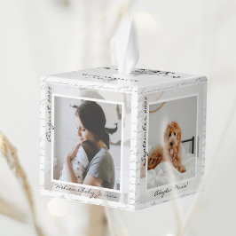 思い出の満載の年ファミリーフォトメモリーキープサケ キューブオーナメント