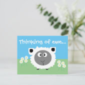 思い出の羊オリジナル かわいいユーモアたっぷりの羊 ポストカード (スタンド正面)
