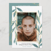 思い出の葬儀の黄金の緑フローラ サンキューカード (正面/裏面)