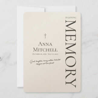 思い出の葬儀を愛するミニマルなベージュ 招待状