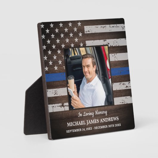 思い出の薄い青い線を愛する警察の記念碑 フォトプラーク (正面)