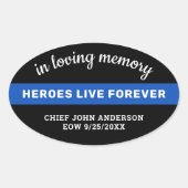 思い出の薄い青い線を愛する警察の記念碑 楕円形シール (正面)