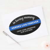 思い出の薄い青い線を愛する警察の記念碑 楕円形シール (封筒)