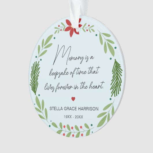思い出の記憶は緑の記念写真 オーナメント (正面)