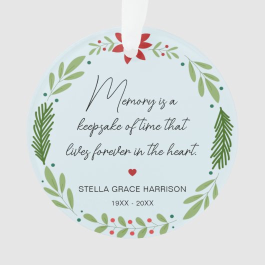 思い出の記憶は緑の記念写真 オーナメント (正面)