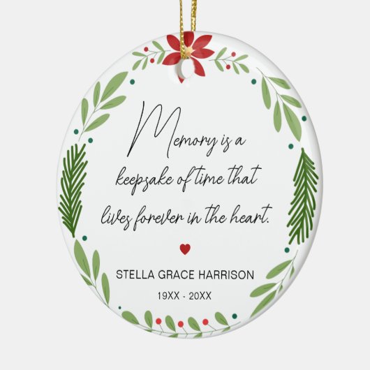 思い出の記憶は緑の記念写真 セラミックオーナメント (左)