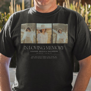 思い出の3枚の写真コラージュ - スタイリッシュな追悼デザイン Tシャツ