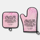 思い出はカロリーが薄いピンク 鍋つかみ&鍋敷きセット (正面)