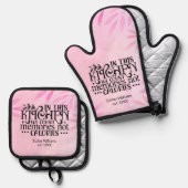 思い出はカロリーが薄いピンク 鍋つかみ&鍋敷きセット (正面/裏面)