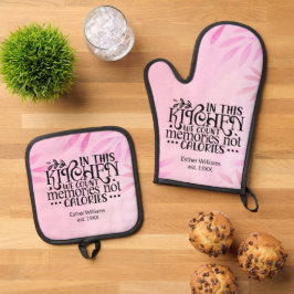 思い出はカロリーが薄いピンク 鍋つかみ&鍋敷きセット