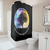 思い出はキラキラ光のカラフル宇宙の木 シャワーカーテン (インサイチュ)
