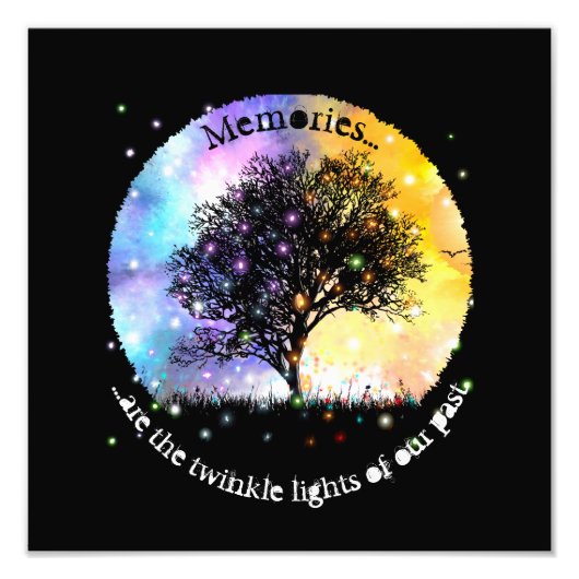 思い出はキラキラ光コズミックスカイブラックツリー フォトプリント            (正面)