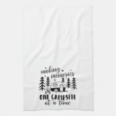 思い出をハッピーなキャンパーおもしろい夏 キッチンタオル (縦)