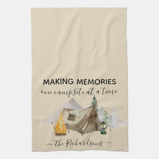 思い出を一度にキャンプ場に作る キッチンタオル (縦)