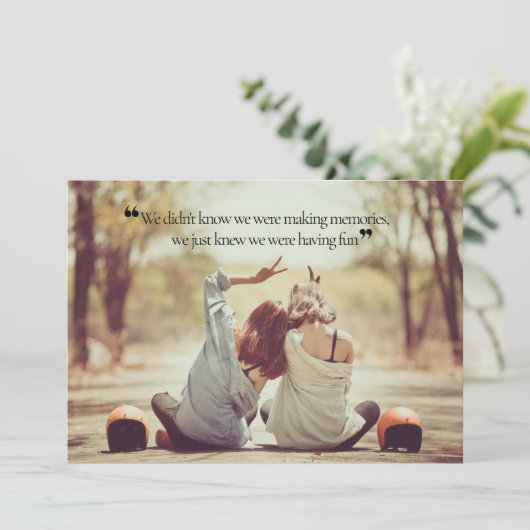 思い出を作る引用文空白のBackside Greeting Card カード (スタンド正面)