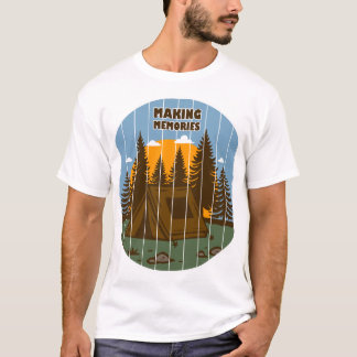 思い出を創るキャンプサイトテントの夕焼け Tシャツ
