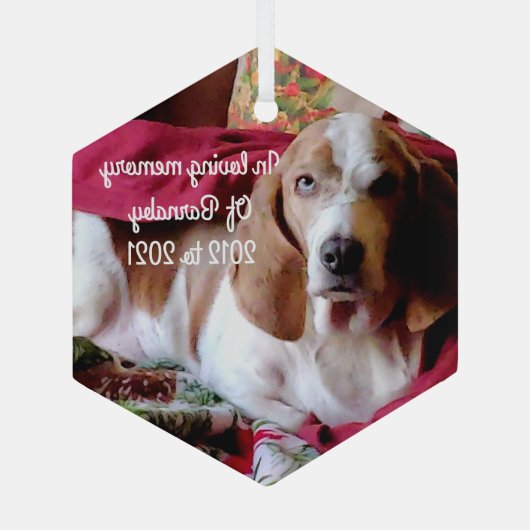 思い出を愛してペットを愛して ガラスオーナメント (裏面)