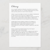 思い出を愛して写真のシンプル死亡告別式 プログラム (裏面)