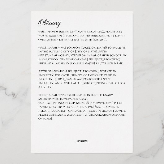 思い出を愛して写真のシンプル死亡告別式 箔招待状 (裏面)