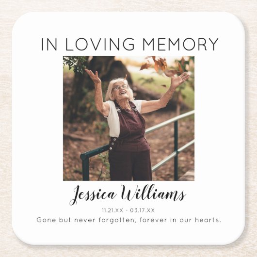 思い出を愛して |フォトメモリアル スクエアペーパーコースター (正面)