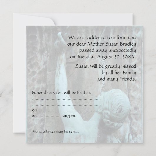 思い出を愛する中で葬式のアートお祝いの人生 招待状 (裏面)