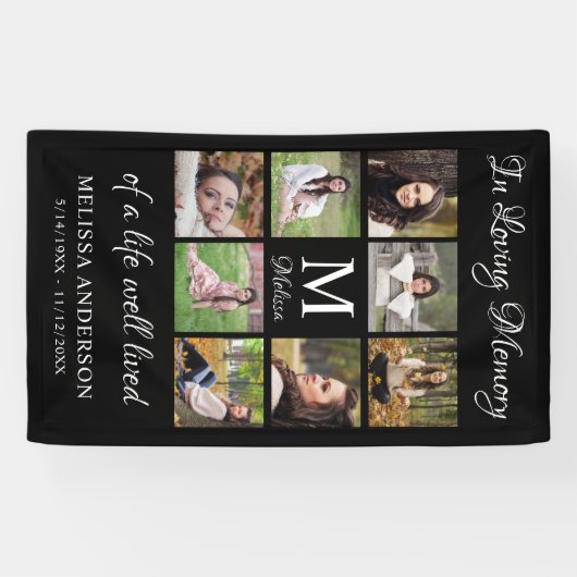 思い出を愛する写真でパーソナライズされた葬る 横断幕 (横)