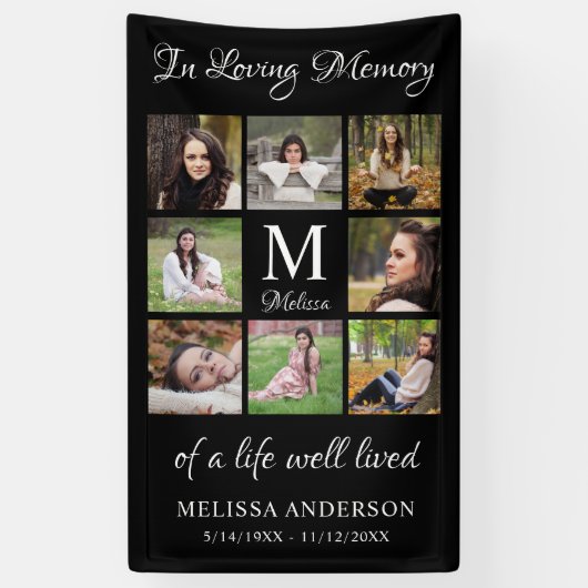 思い出を愛する写真でパーソナライズされた葬る 横断幕 (縦)