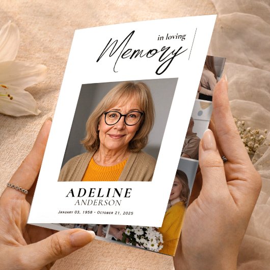 思い出を愛する死亡写真三回葬儀 三つ折り招待状