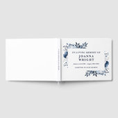 思い出を愛する葬儀のネイビーブルーフローラ ゲストブック (全面)