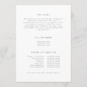 思い出を愛する葬式プログラムのホワイトミニマル主義者 プログラム (裏面)