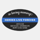 思い出を愛する警察のメモリアル薄い青い線 楕円形シール (正面)